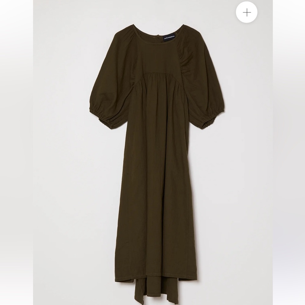 ATELIER DELPHINE MARDI DRESS crinkled cotton XS hunter green